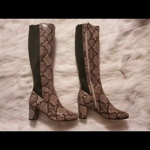 Snakeskin Pattern Knee-High Boots